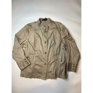 Lane Bryant Safari Jacket Women’s Size 28 Button Up Pockets Beige Tan